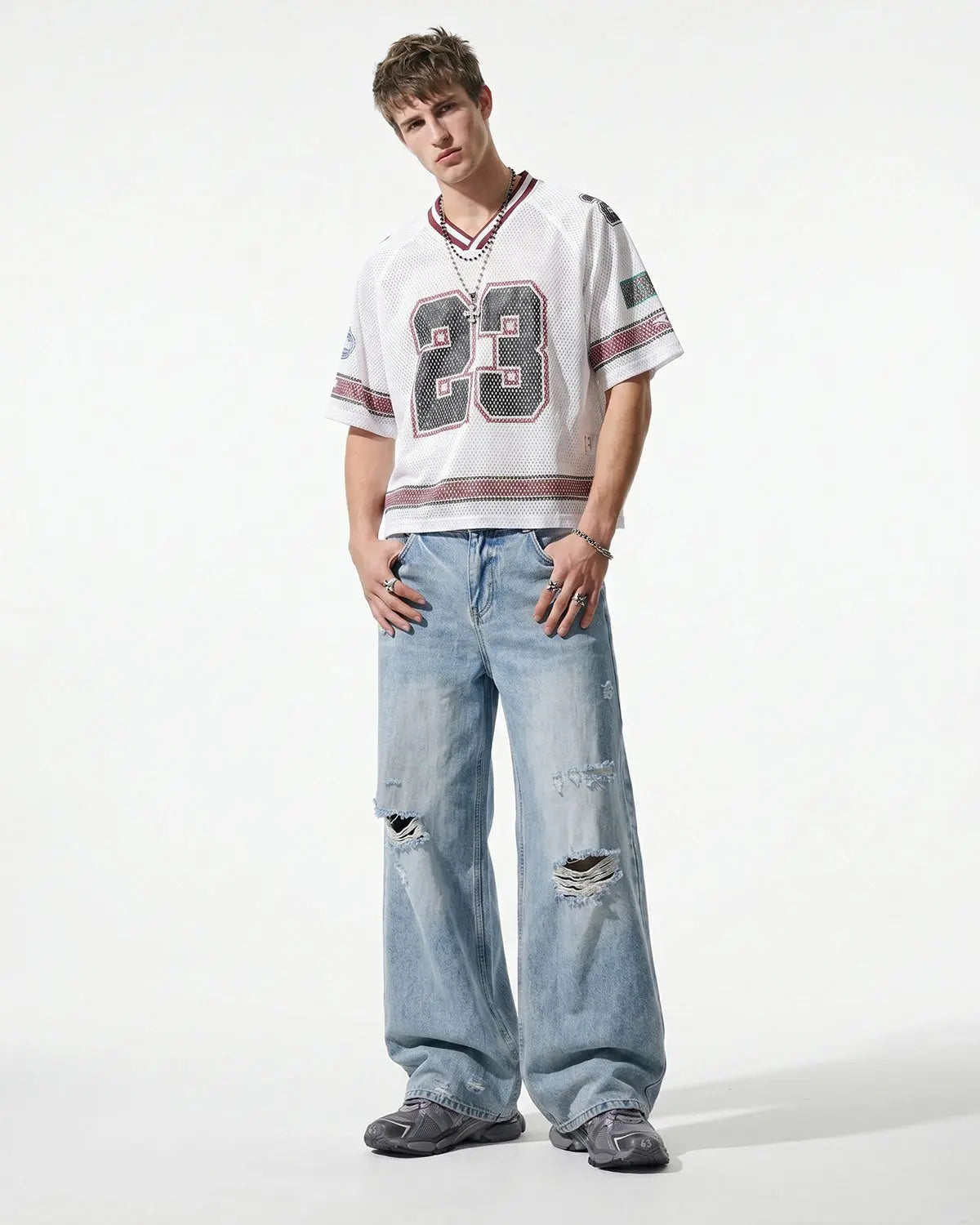 Double Waist Distressed Baggy Jeans | Flation Streetwear