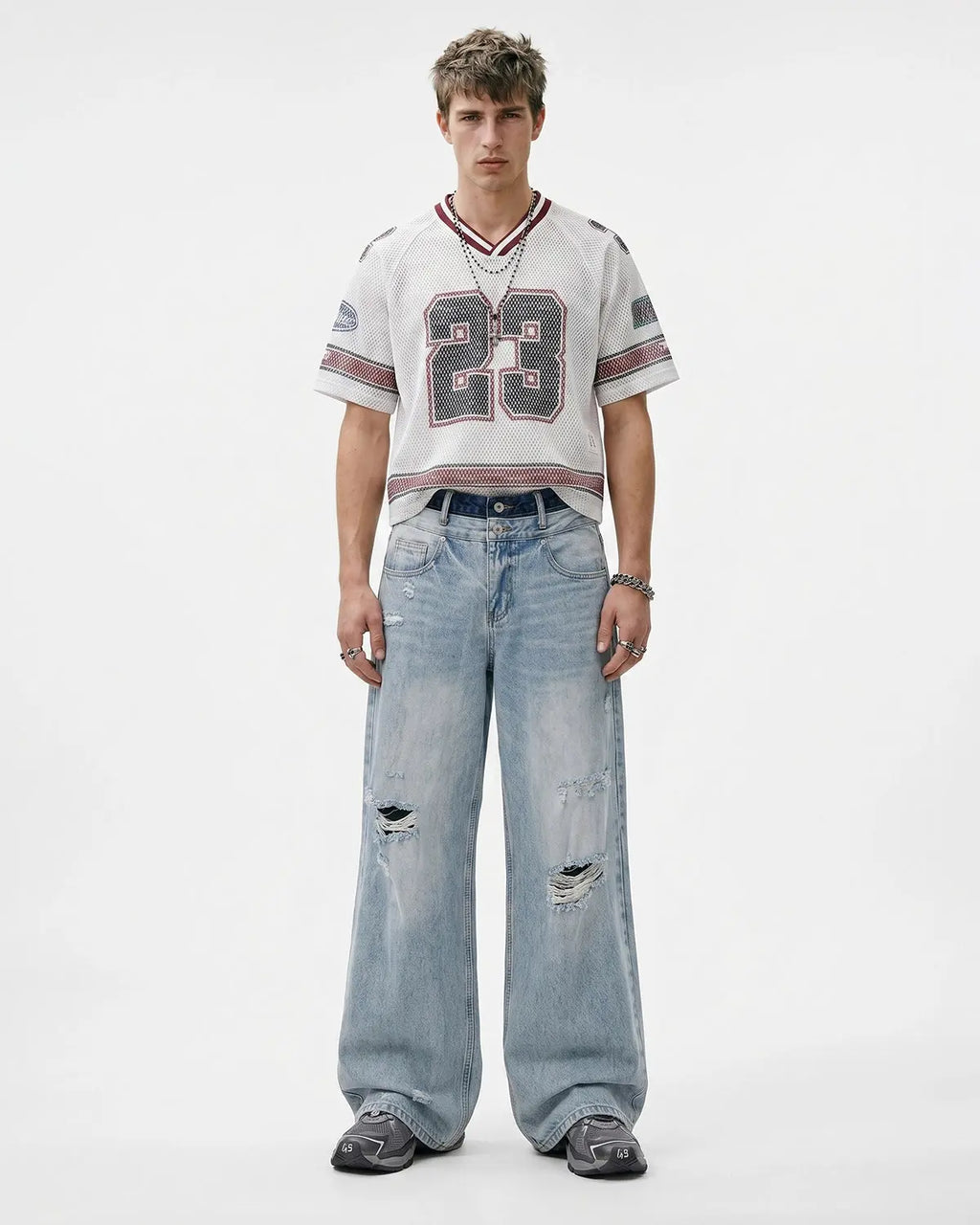 Double Waist Distressed Baggy Jeans | Flation Streetwear