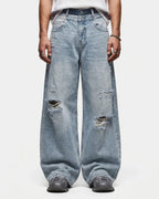 Double Waist Distressed Baggy Jeans | Flation Streetwear