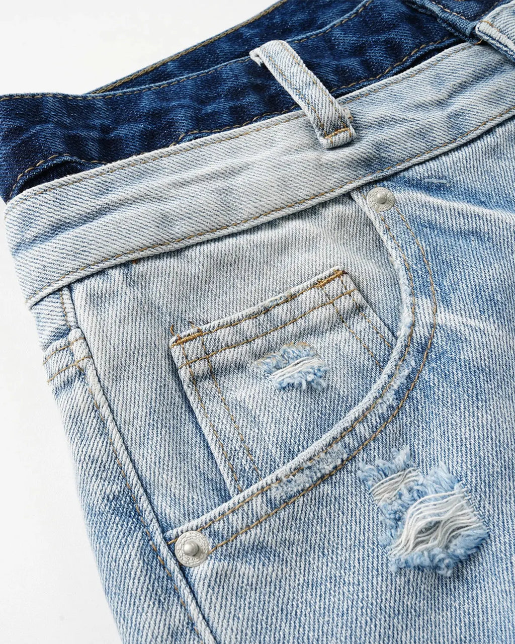 Double Waist Distressed Baggy Jeans | Flation Streetwear