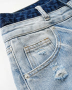Double Waist Distressed Baggy Jeans | Flation Streetwear