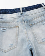 Double Waist Distressed Baggy Jeans | Flation Streetwear