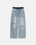 Double Waist Distressed Baggy Jeans | Flation Streetwear