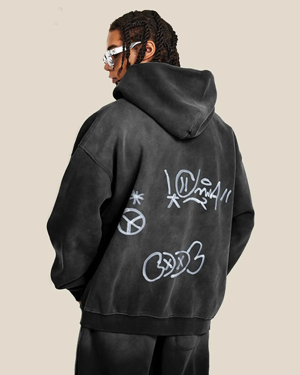 Flation Graffiti Washed Zip Up Hoodies