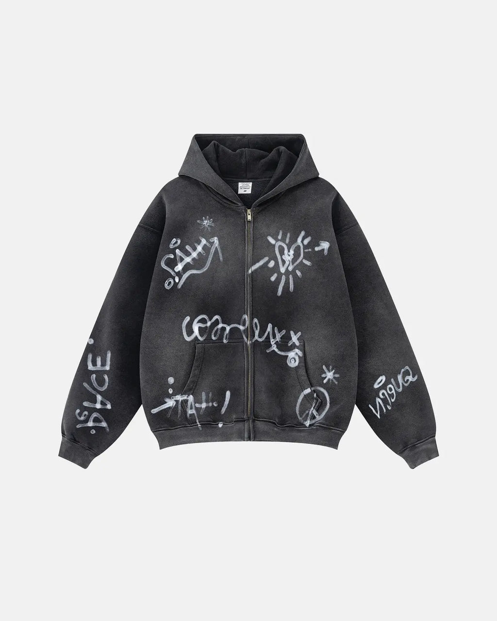 Flation Graffiti Washed Zip Up Hoodies