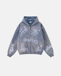 Flation Graffiti Washed Zip Up Hoodies