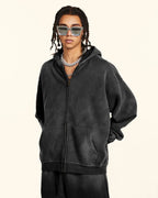 Flation Streetwear Acid Washed Zip Up Hoodies