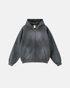 Flation Streetwear Acid Washed Zip Up Hoodies