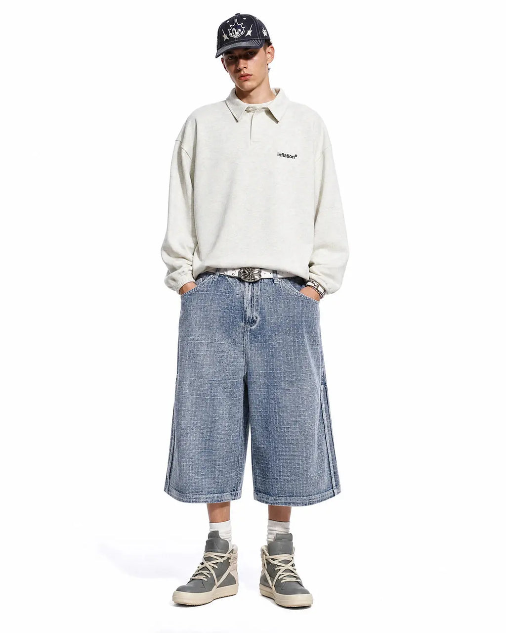Grid Texture Baggy Jorts | Flation Streetwear