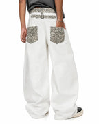Leopard Patch Barrel Jeans | Flation Streetwear