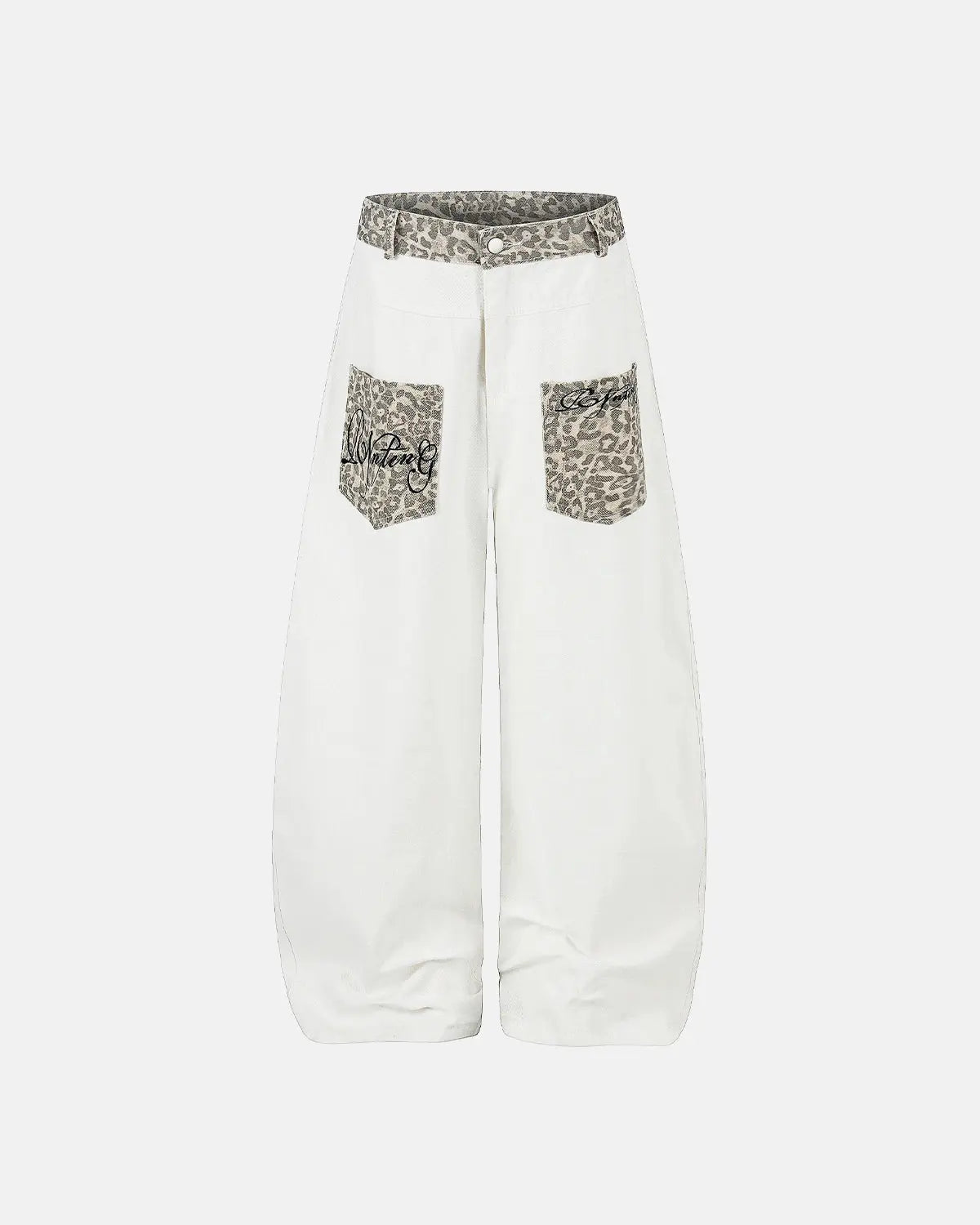 Leopard Patch Barrel Jeans | Flation Streetwear