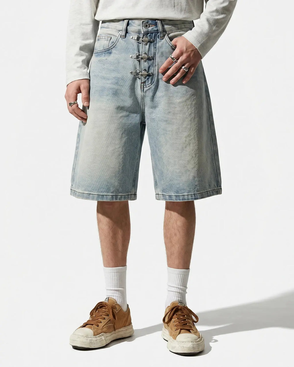 Metal Clasp Baggy Jorts | Flation Streetwear