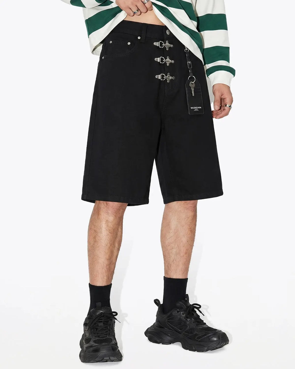 Metal Clasp Baggy Jorts | Flation Streetwear