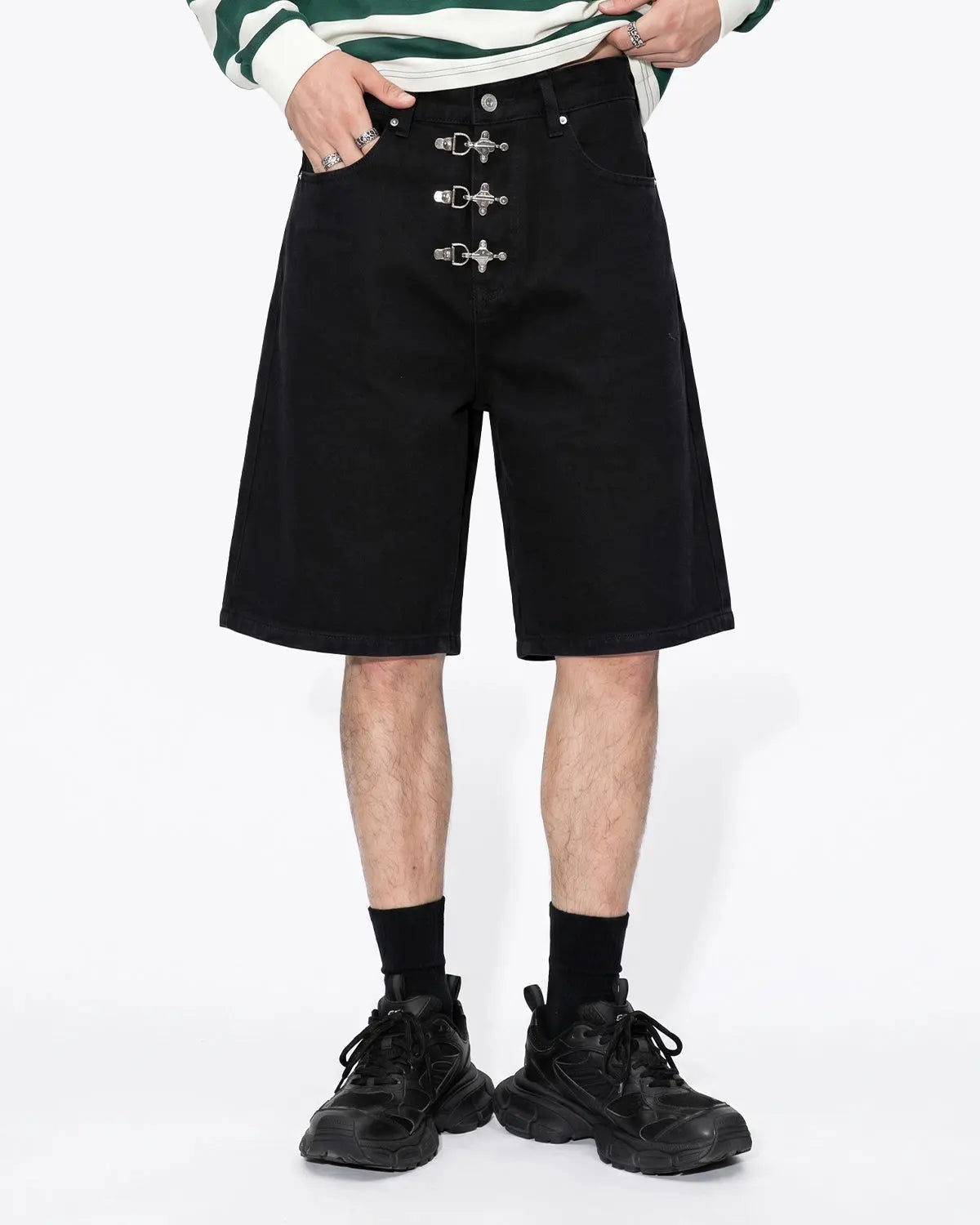 Metal Clasp Baggy Jorts | Flation Streetwear