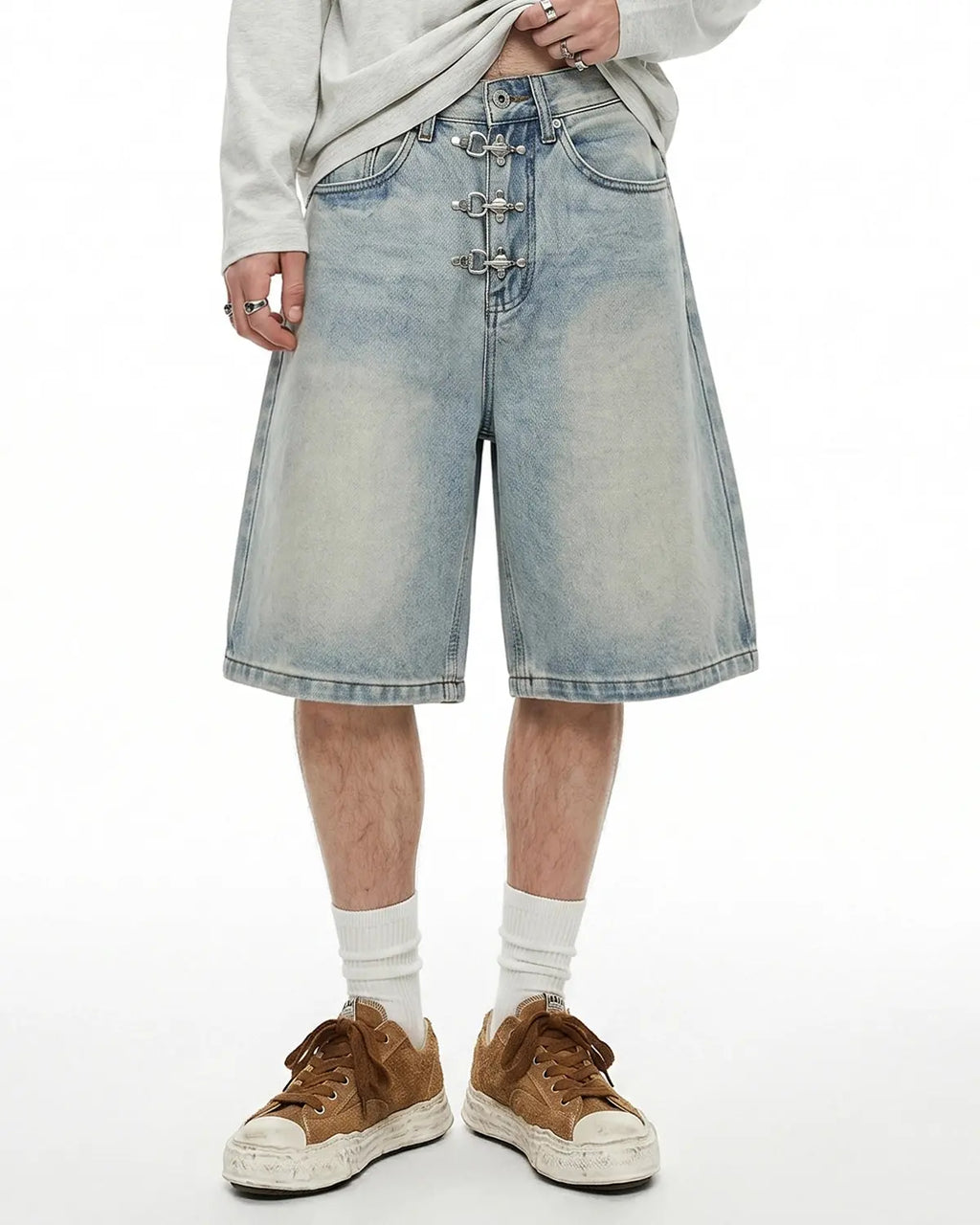 Metal Clasp Baggy Jorts | Flation Streetwear