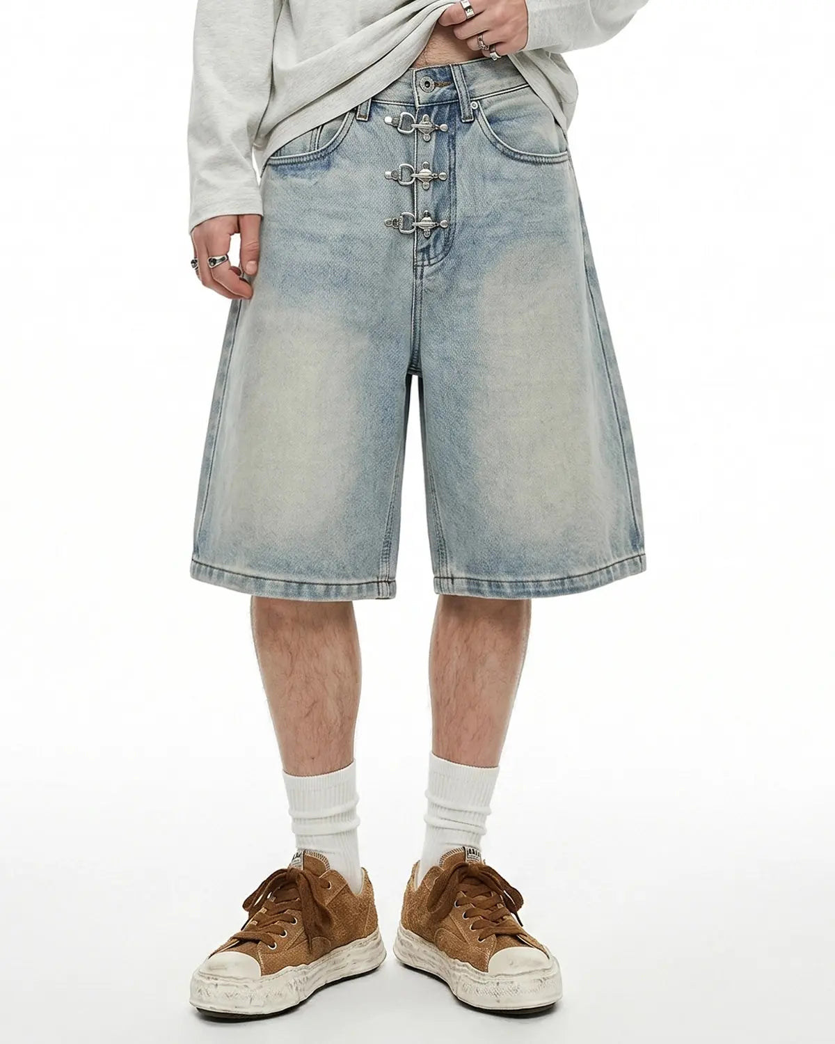 Metal Clasp Baggy Jorts | Flation Streetwear