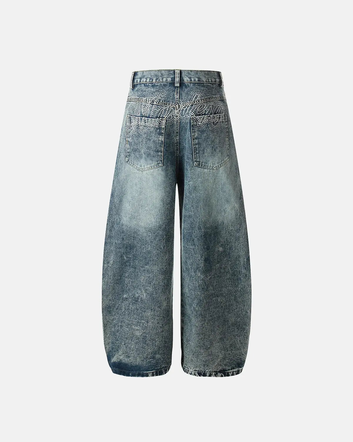 Rhinestone Acid Wash Baggy Jeans | Flation Streetwear