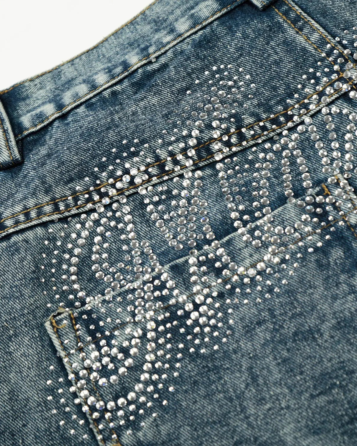 Rhinestone Acid Wash Baggy Jeans | Flation Streetwear