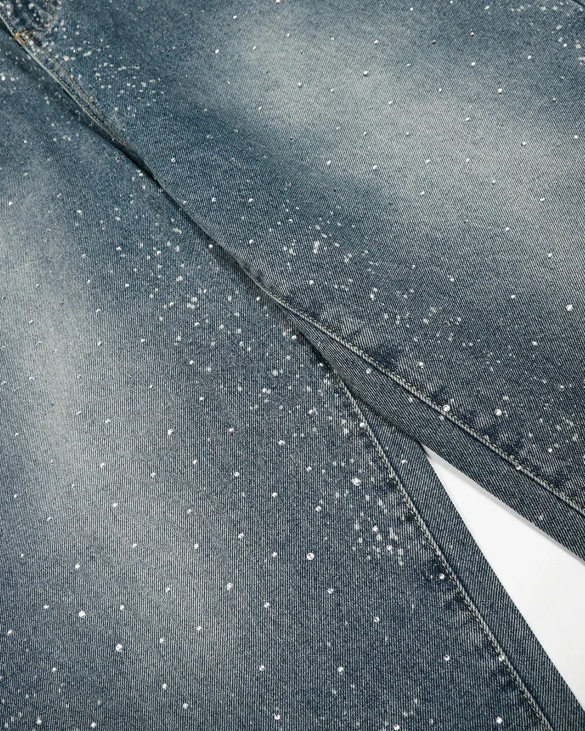 Rhinestone Straight Leg Denim Jeans | Flation Streetwear
