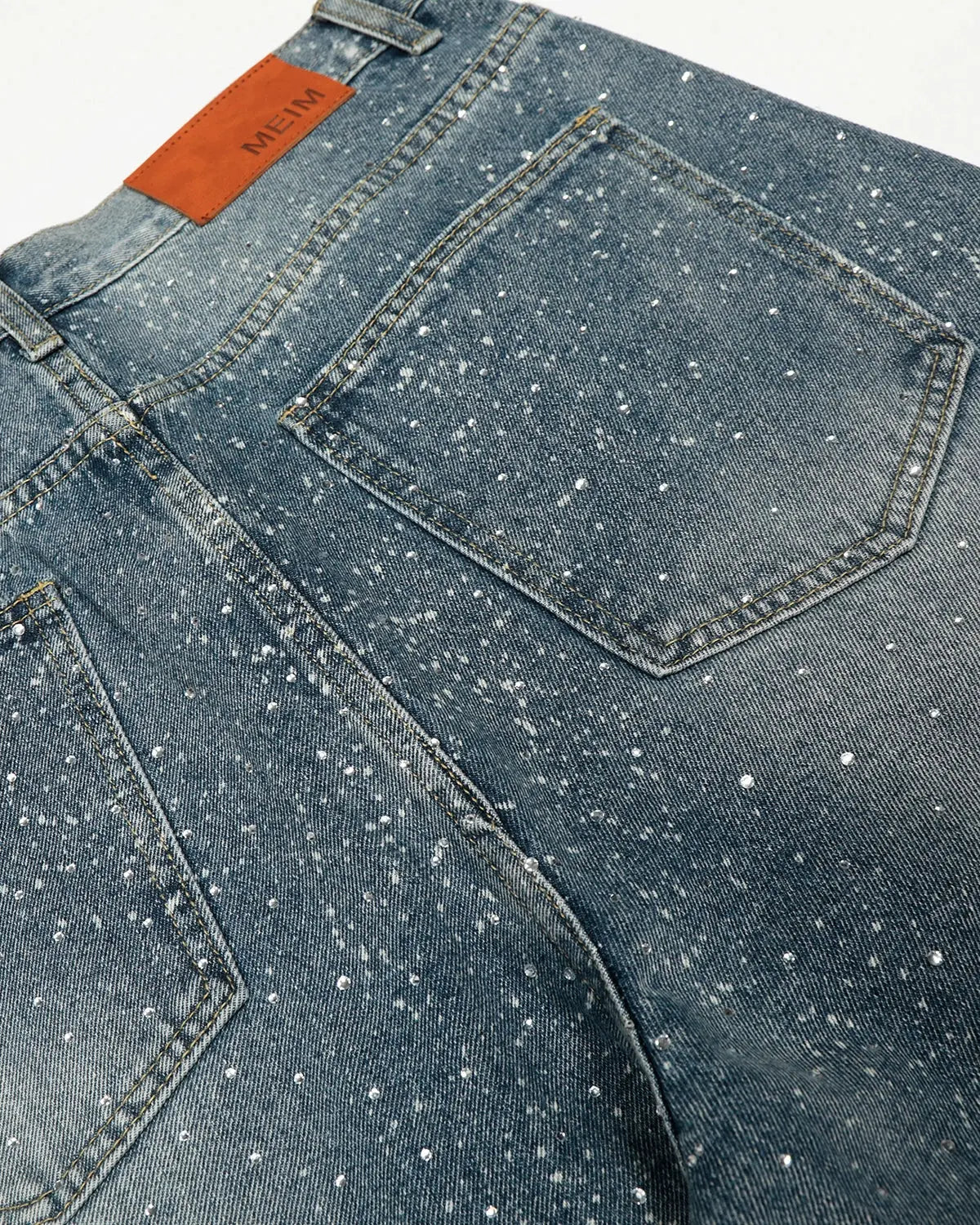 Rhinestone Straight Leg Denim Jeans | Flation Streetwear
