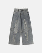 Star Patched Baggy Jeans | Flation Streetwear