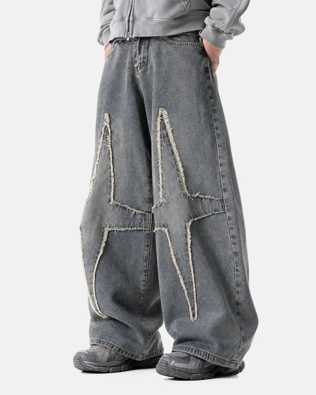 Star Patched Baggy Jeans | Flation Streetwear