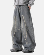 Star Patched Baggy Jeans | Flation Streetwear