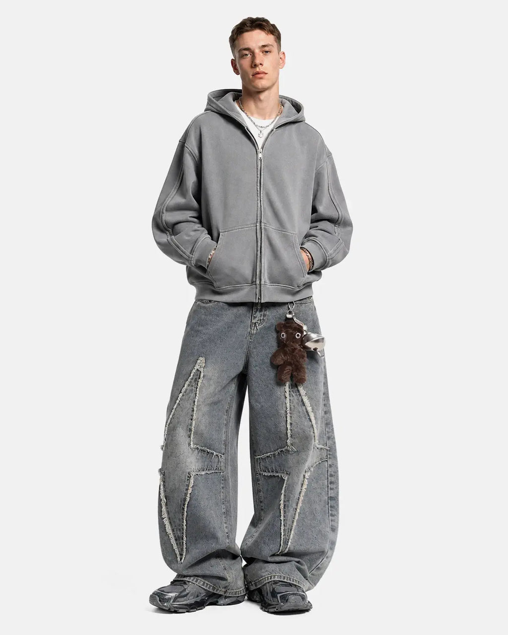 Star Patched Baggy Jeans | Flation Streetwear