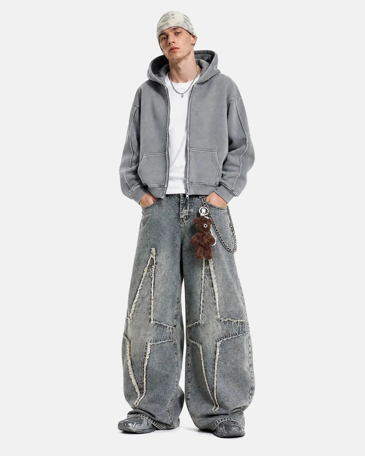 Star Patched Baggy Jeans | Flation Streetwear