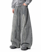 Star Patched Baggy Jeans | Flation Streetwear