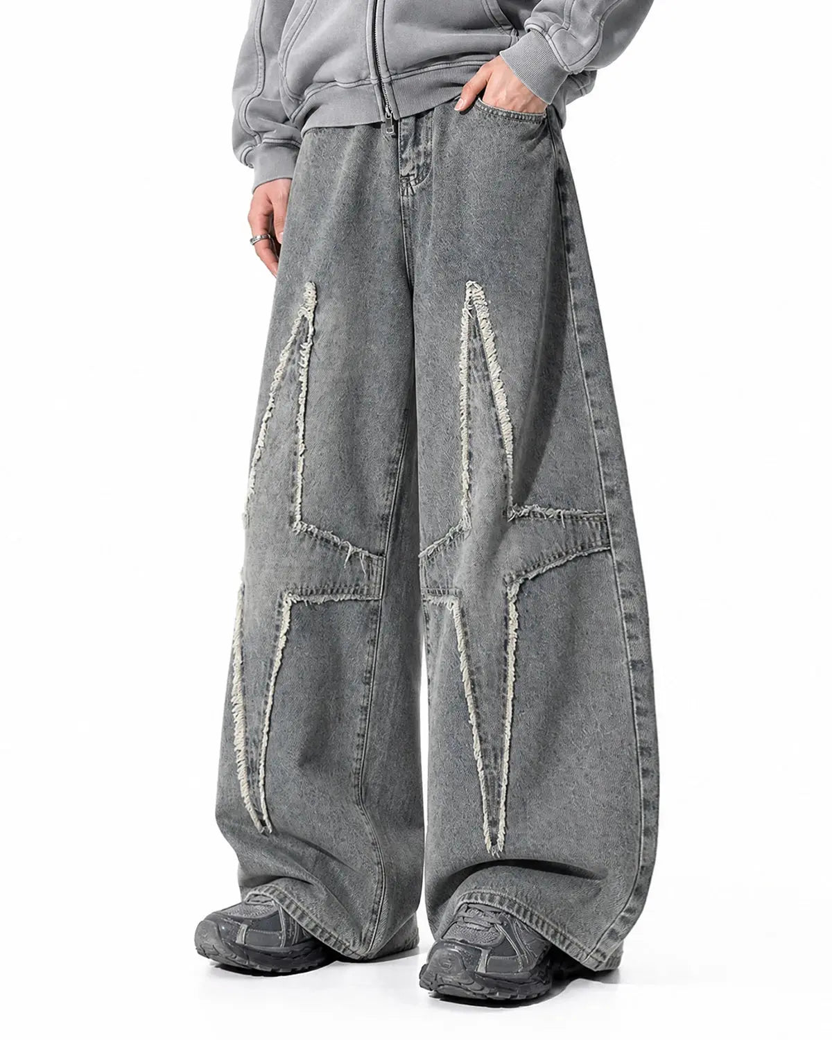 Star Patched Baggy Jeans | Flation Streetwear