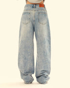 Studded Rhinestone Baggy Jeans | Flation Streetwear