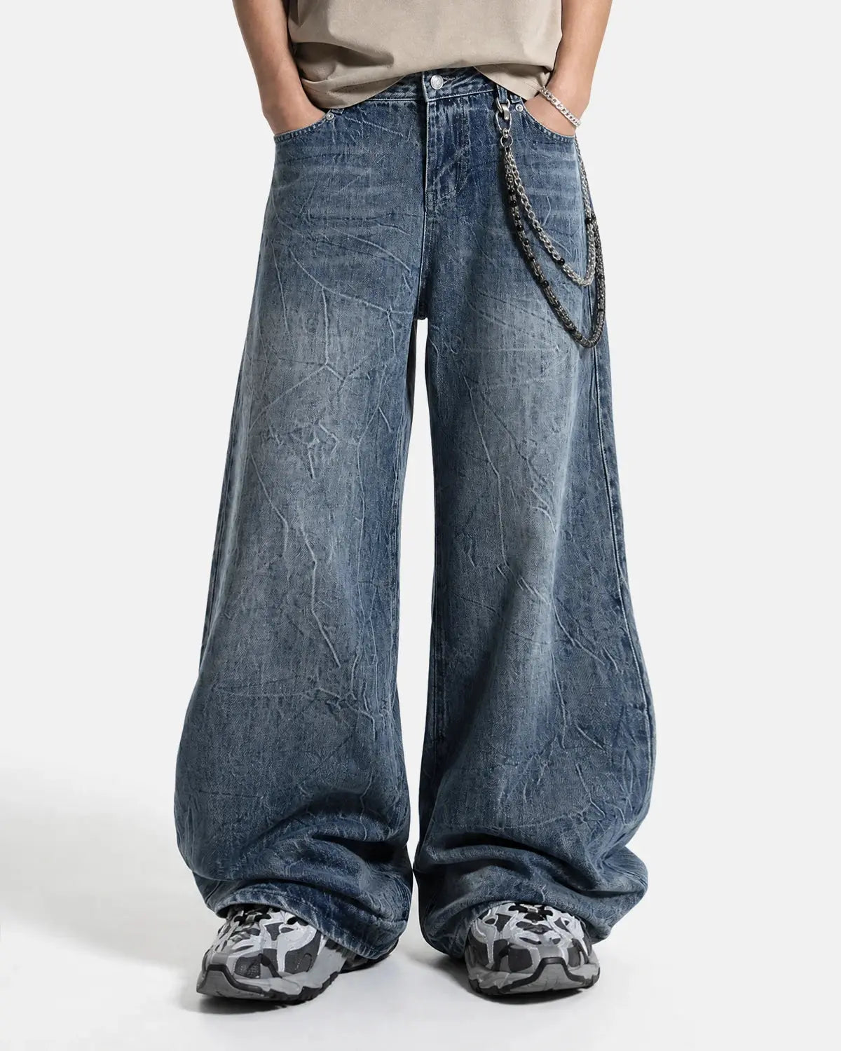 Textured Wash Baggy Jeans | Flation Streetwear