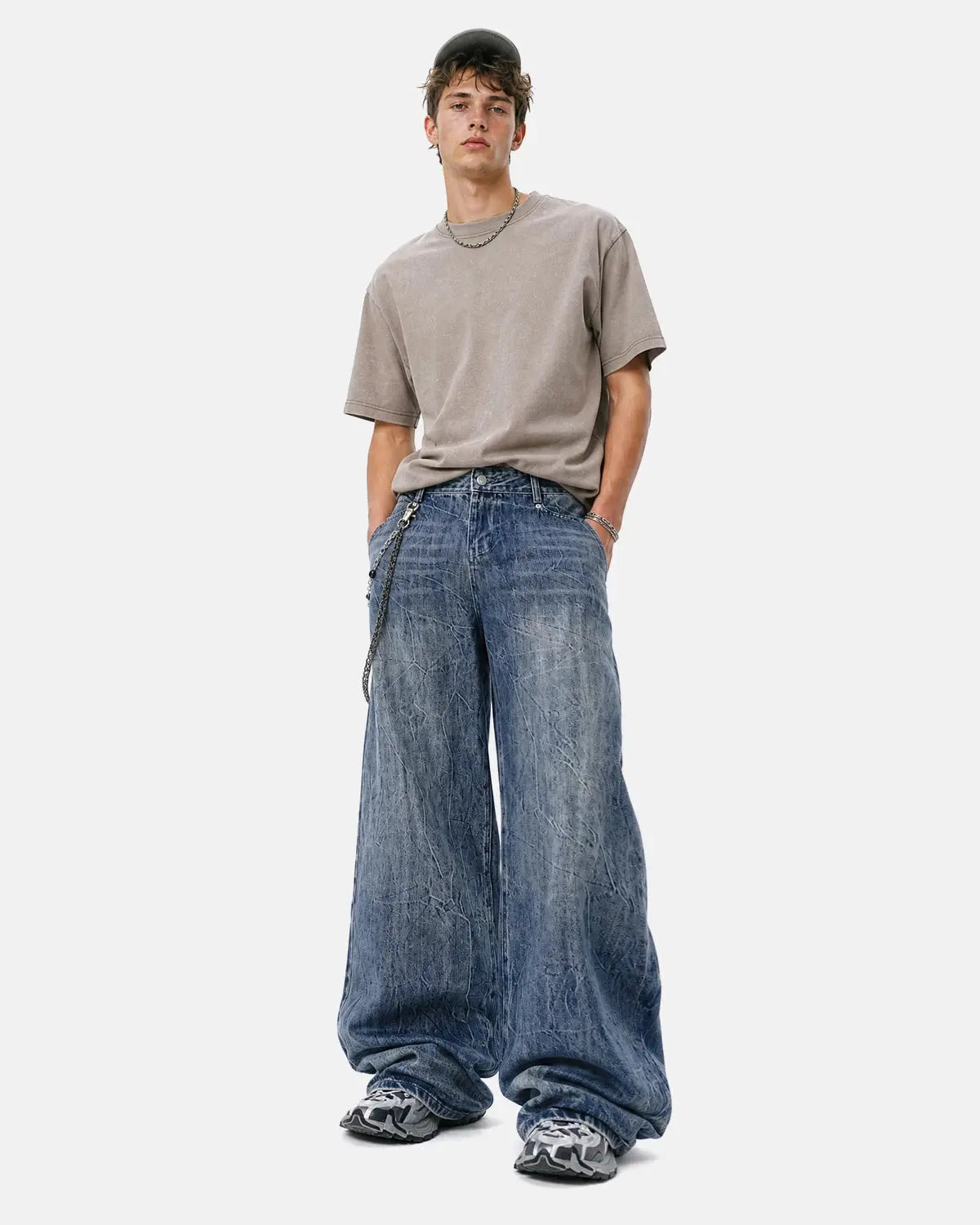 Textured Wash Baggy Jeans | Flation Streetwear