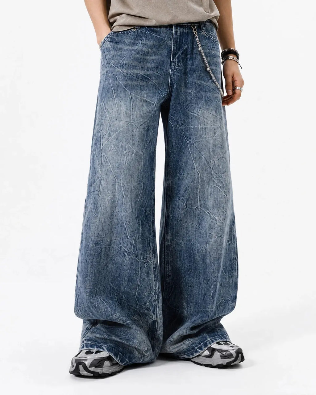 Textured Wash Baggy Jeans | Flation Streetwear