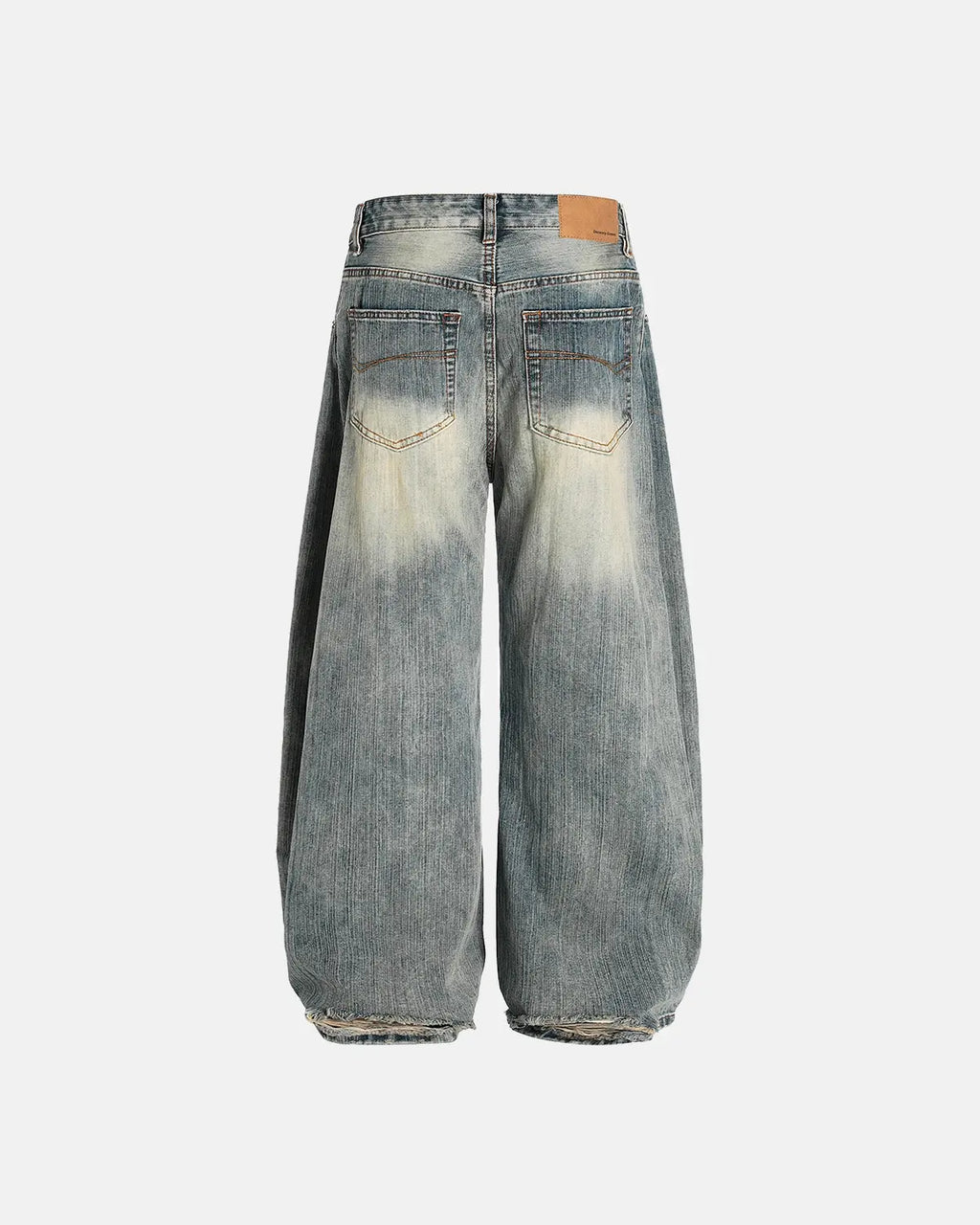 Washed  Bamboo Weave Baggy Bootcut Jeans | Flation Streetwear