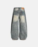 Washed  Bamboo Weave Baggy Bootcut Jeans | Flation Streetwear