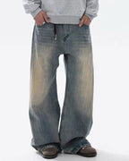 Washed  Bamboo Weave Baggy Bootcut Jeans | Flation Streetwear