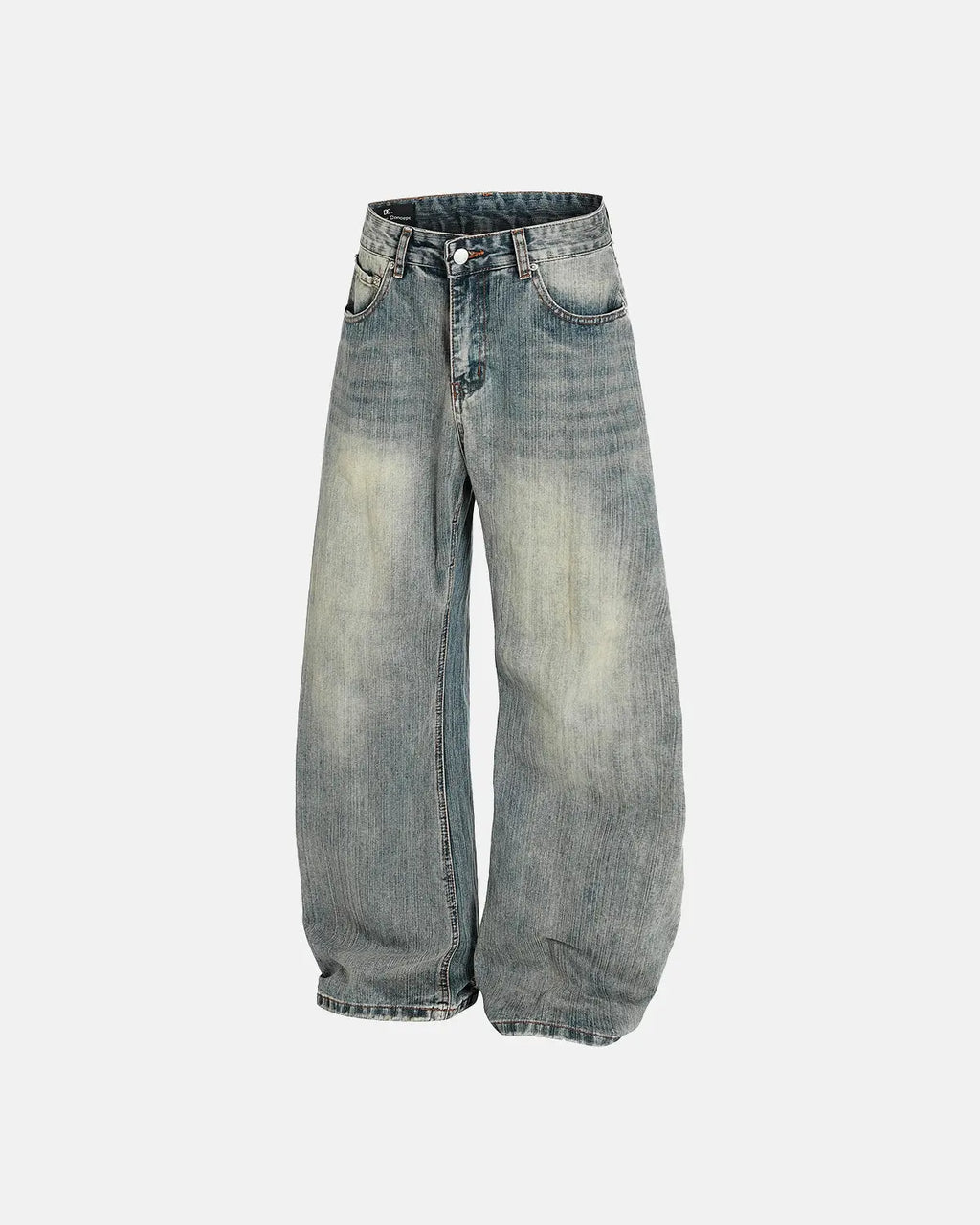 Washed  Bamboo Weave Baggy Bootcut Jeans | Flation Streetwear