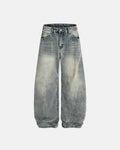 Washed  Bamboo Weave Baggy Bootcut Jeans | Flation Streetwear