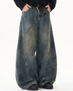 Washed Deconstructed Barrel Jeans | Flation Streetwear
