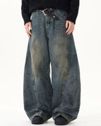 Washed Deconstructed Barrel Jeans | Flation Streetwear