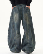 Washed Deconstructed Barrel Jeans | Flation Streetwear
