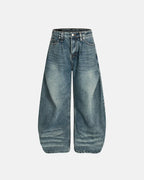 Whisker Acid Washed Barrel Jeans| Flation Streetwear