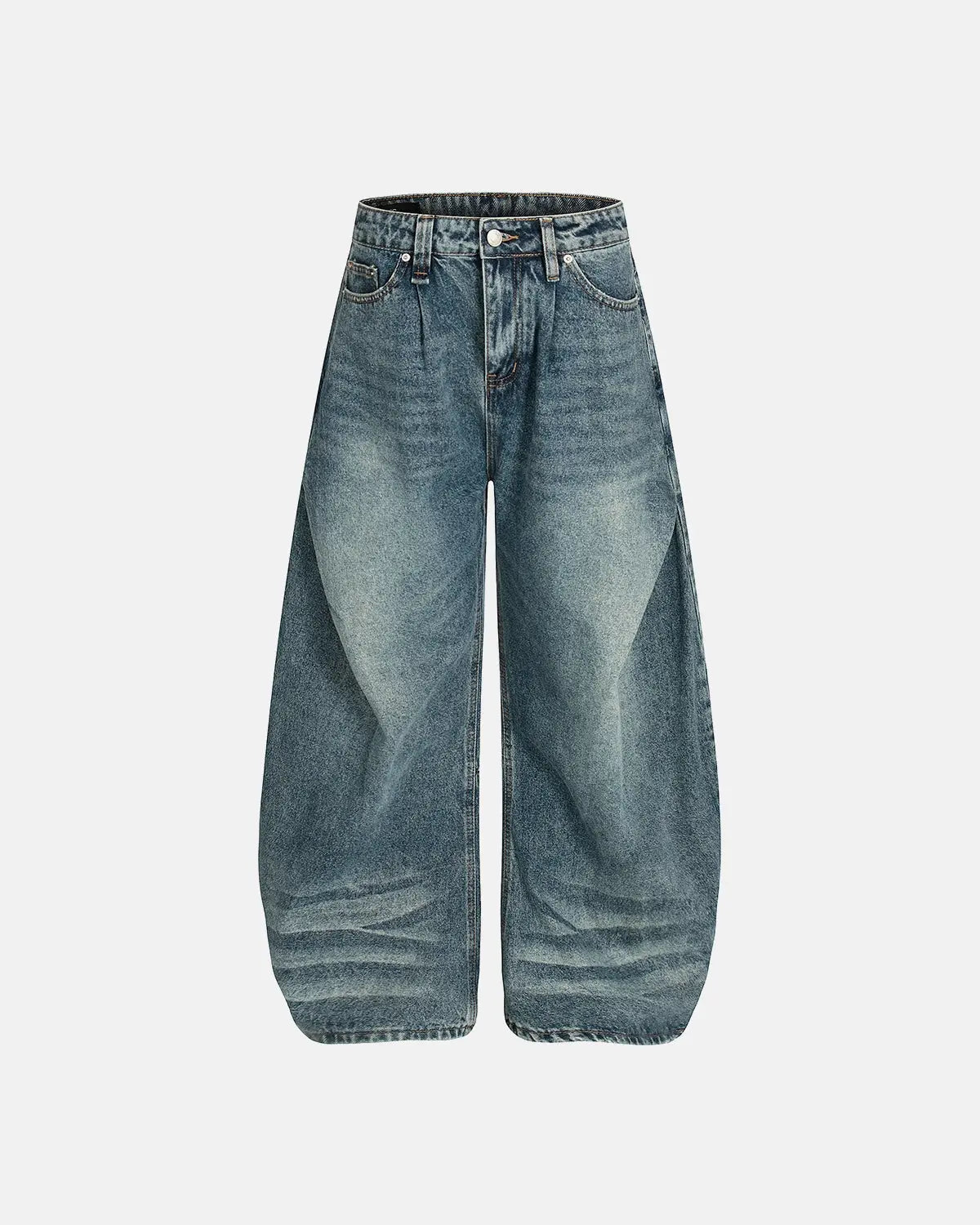 Whisker Acid Washed Barrel Jeans| Flation Streetwear