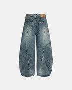 Whisker Acid Washed Barrel Jeans| Flation Streetwear