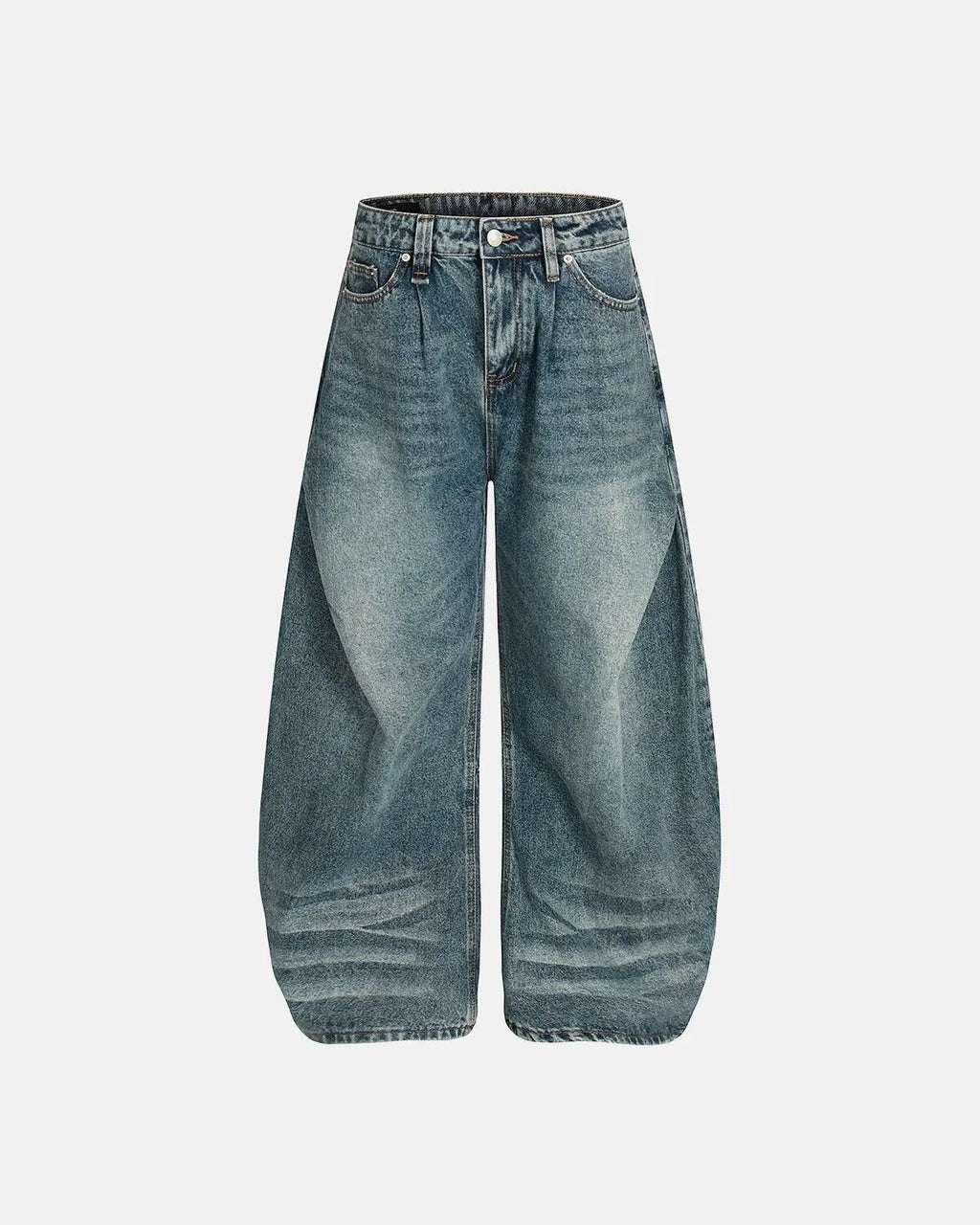 Whisker Acid Washed Barrel Jeans| Flation Streetwear