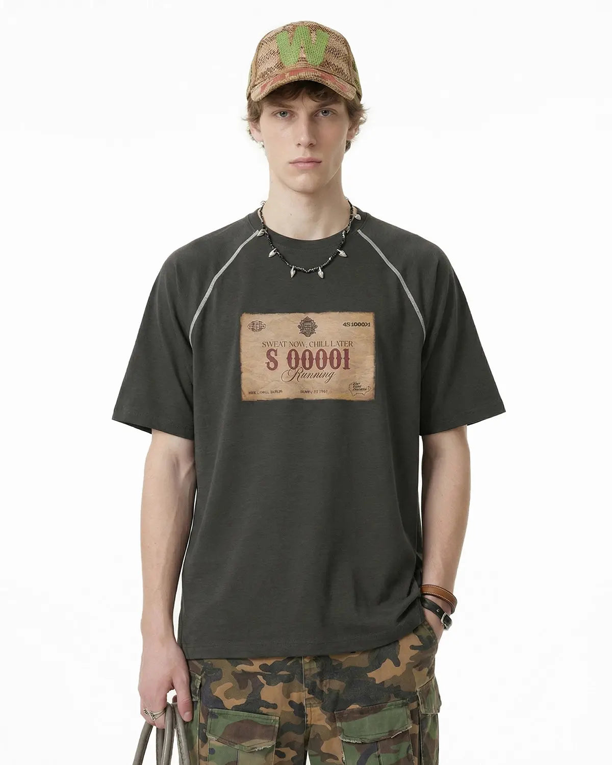 Retro Graphic Printing Raglan Tshirt | Flation Streetwear