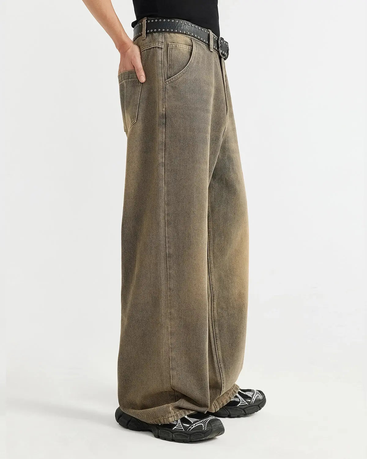 Brown Acid Wash Baggy Jeans | Flation Streetwear