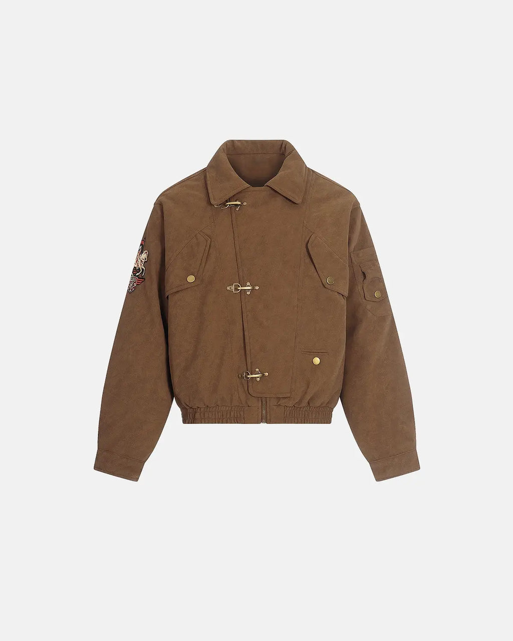 Horse Embroidery Suede Clasp Padded Jacket | Flation Streetwear